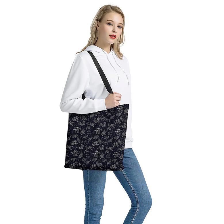 Zodiac Constellation Pattern Print Tote Bag