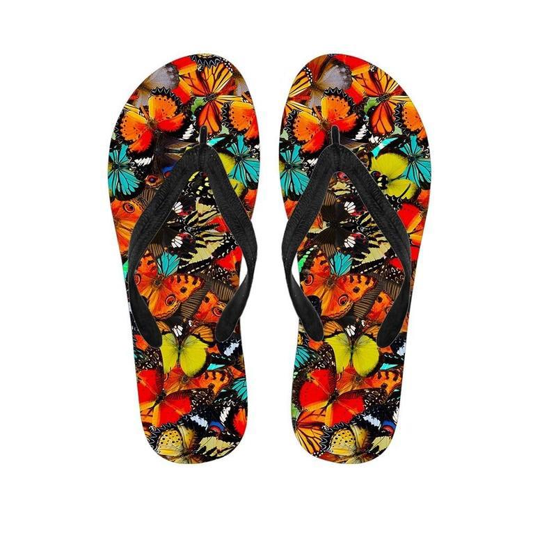 Abstract Colorful Butterfly Print Men's Flip Flops