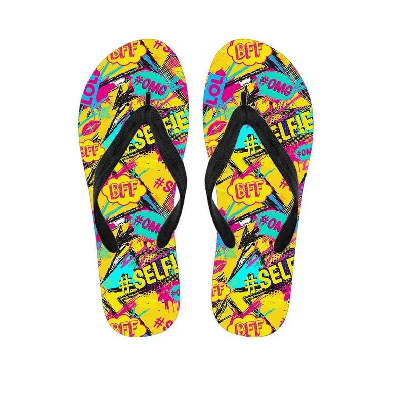 Abstract Comic Bubble Graffiti Print Men's Flip Flops