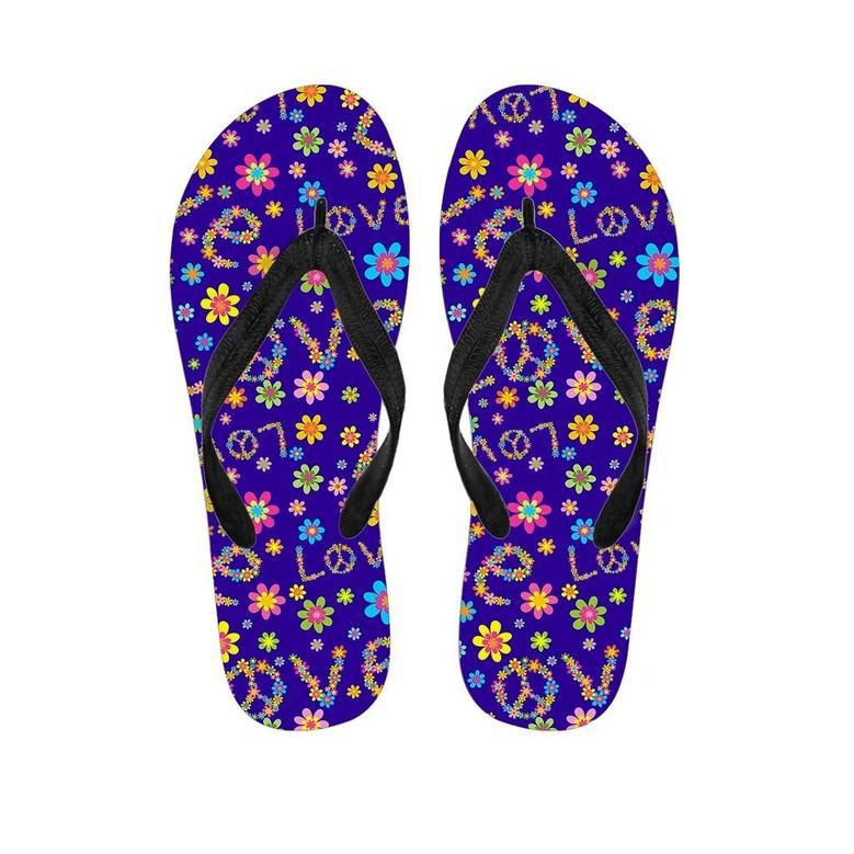 Abstract Floral Hippie Men's Flip Flops