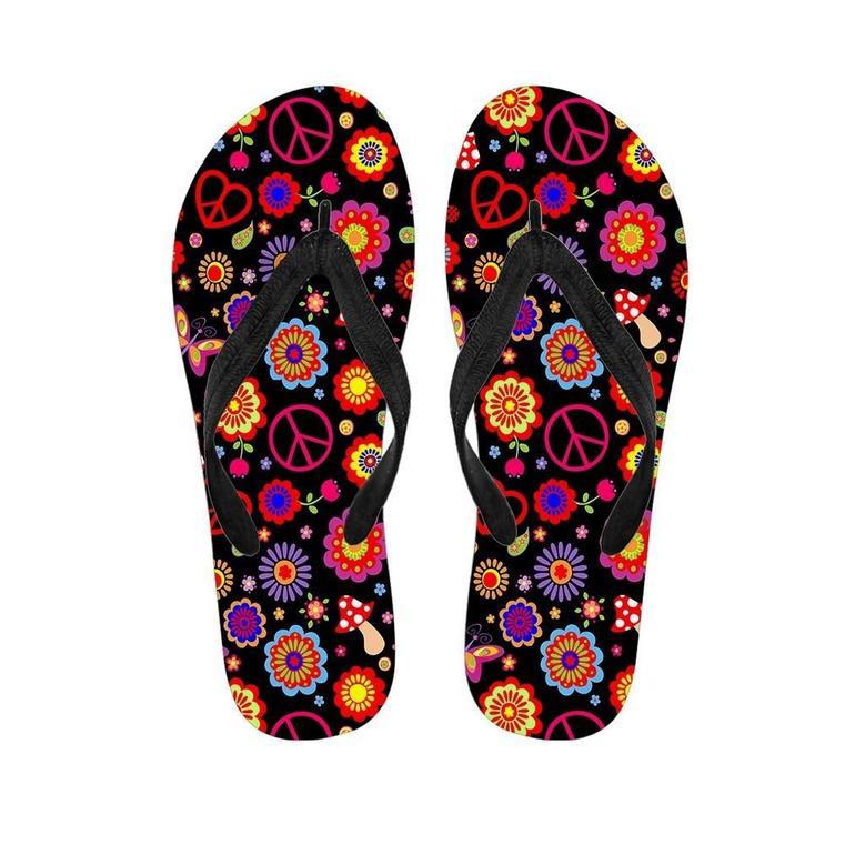 Abstract Flower Hippie Men's Flip Flops