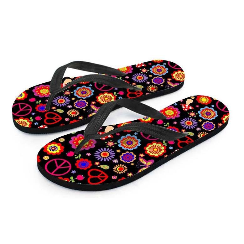 Abstract Flower Hippie Men's Flip Flops