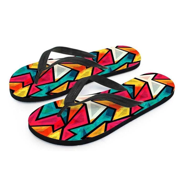 Abstract Geometric Colorful Men's Flip Flops