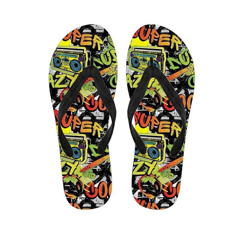 Abstract Graffiti Drips Print Men's Flip Flops