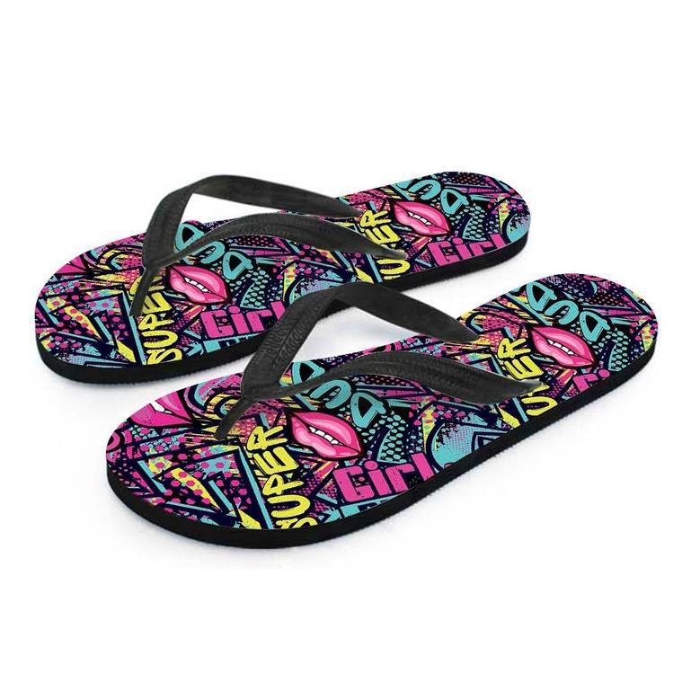 Abstract Graffiti Hiphop Lip Men's Flip Flops