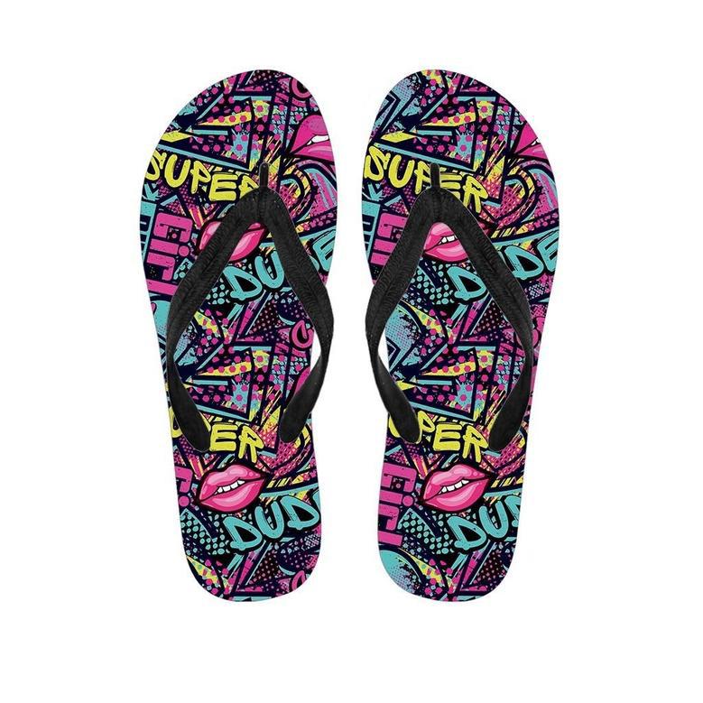 Abstract Graffiti Hiphop Lip Men's Flip Flops