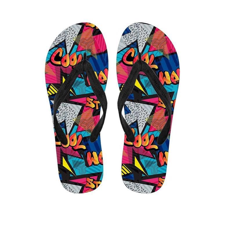 Abstract Graffiti Wow Print Men's Flip Flops