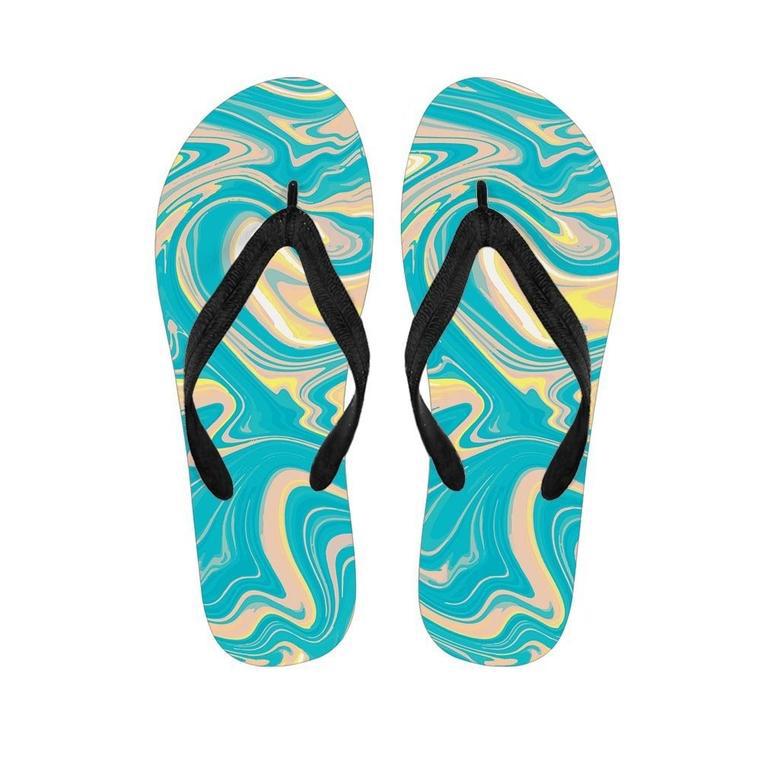 Abstract Green Marble Men's Flip Flops