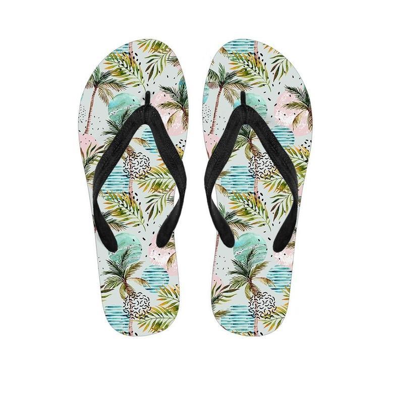 Abstract Palm Tree Hawaiian Print Men's Flip Flops