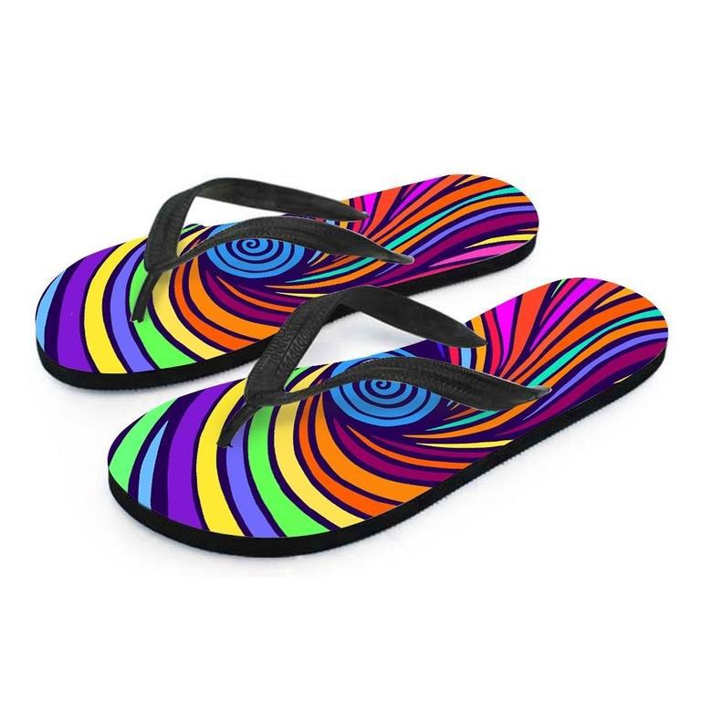 Abstract Psychedelic Colorful Wave Men's Flip Flops