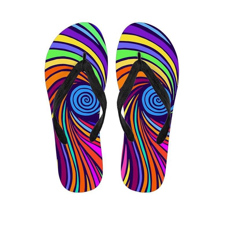 Abstract Psychedelic Colorful Wave Men's Flip Flops