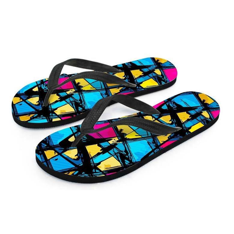 Abstract Psychedelic Graffiti Men's Flip Flops