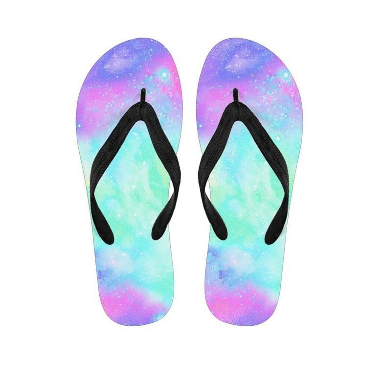 Abstract Psychedelic Holographic Men's Flip Flops