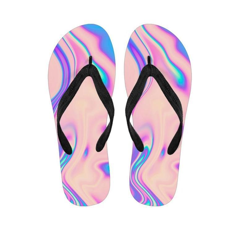 Abstract Trippy Holographic Men's Flip Flops