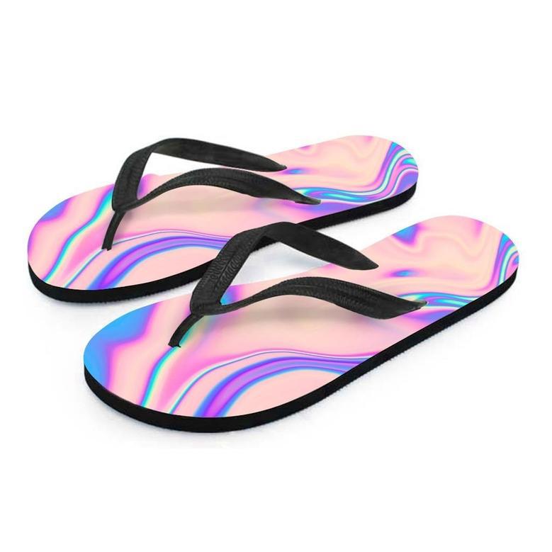 Abstract Trippy Holographic Men's Flip Flops