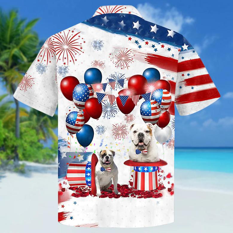 American Bulldog Independence Day Hawaiian Shirt, Dog Hawaii Beach Shirt Short Sleeve For Of July