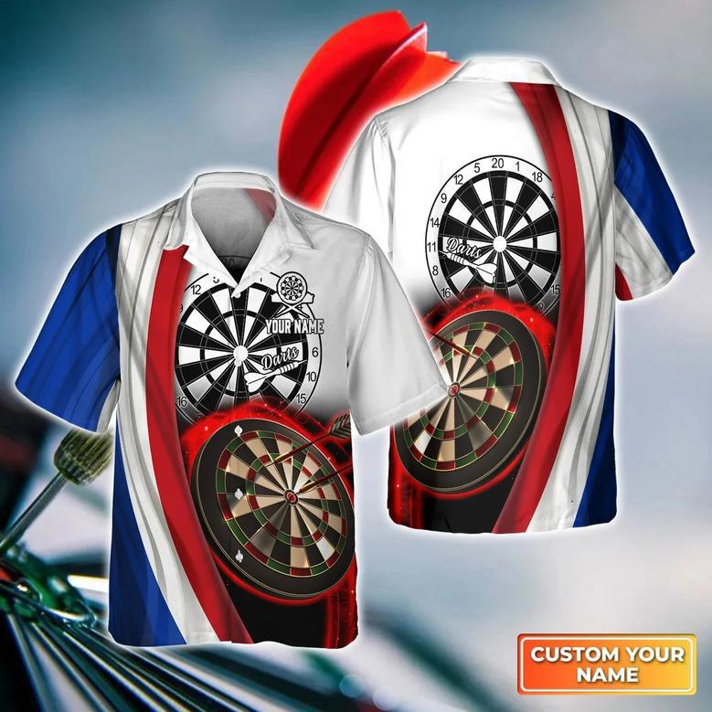 American Flag Dartboart Personalized Name Hawaiian Shirt For Darts Player, Dart Flag Shirt