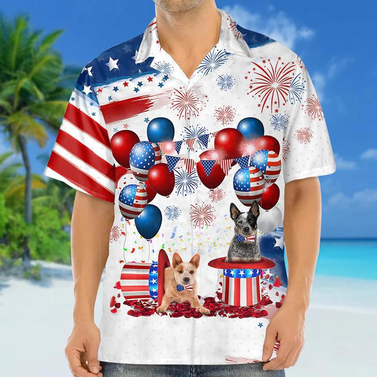 Australian Cattle Independence Day Hawaiian Shirt, Dog Hawaii Beach Shirt Short Sleeve For Of July