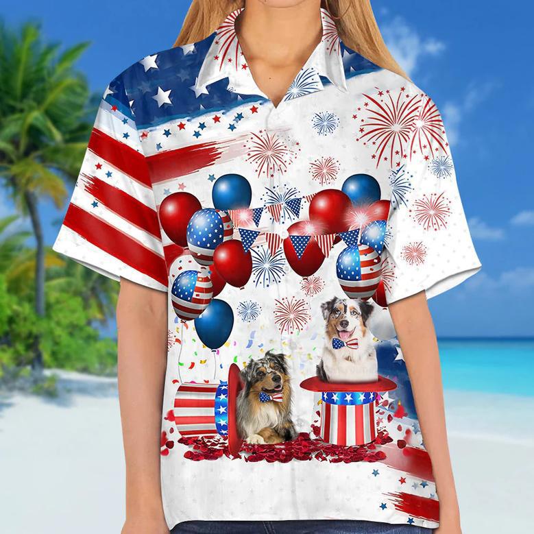 Australian Shepherd Independence Day Hawaiian Shirt, Dog Hawaii Beach Shirt Short Sleeve For Of July