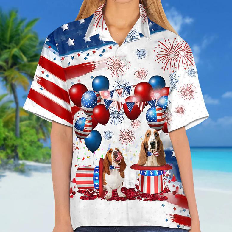 Basset Hound Independence Day Hawaiian Shirt, Dog Hawaii Beach Shirt Short Sleeve For Of July