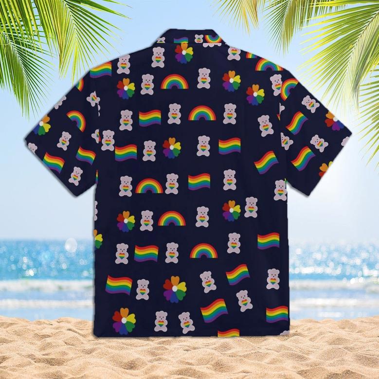 Bear Pride Hawaiian Shirt For LGBT, LGBT Rainbow Flag Hawaiian Shirts, Heart Rainbow Color Hawaiian Full Printed Shirt