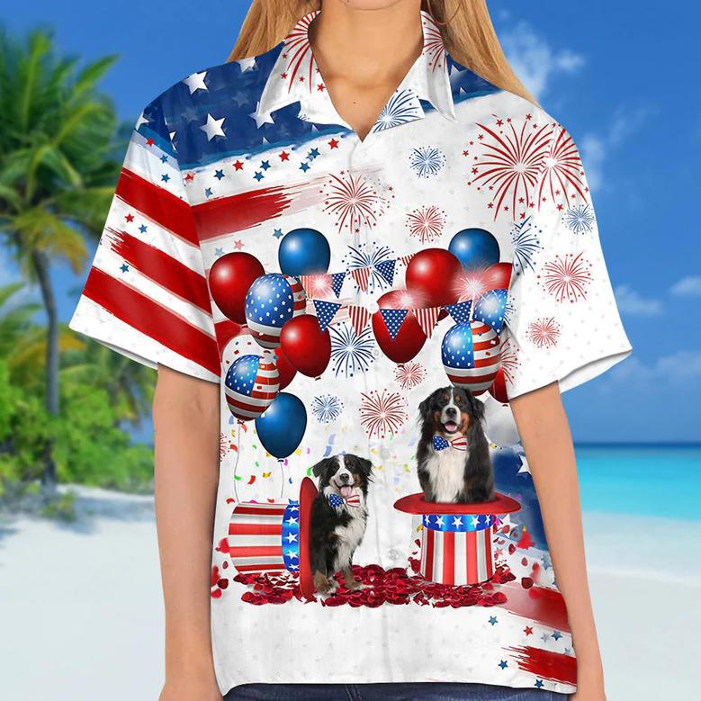 Bernese Mountain Dog Independence Day Hawaiian Shirt, Dog Hawaii Beach Shirt Short Sleeve For Of July