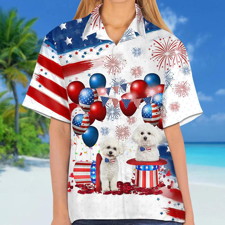 Bichon Frise Independence Day Hawaiian Shirt, Dog Hawaii Beach Shirt Short Sleeve For Of July