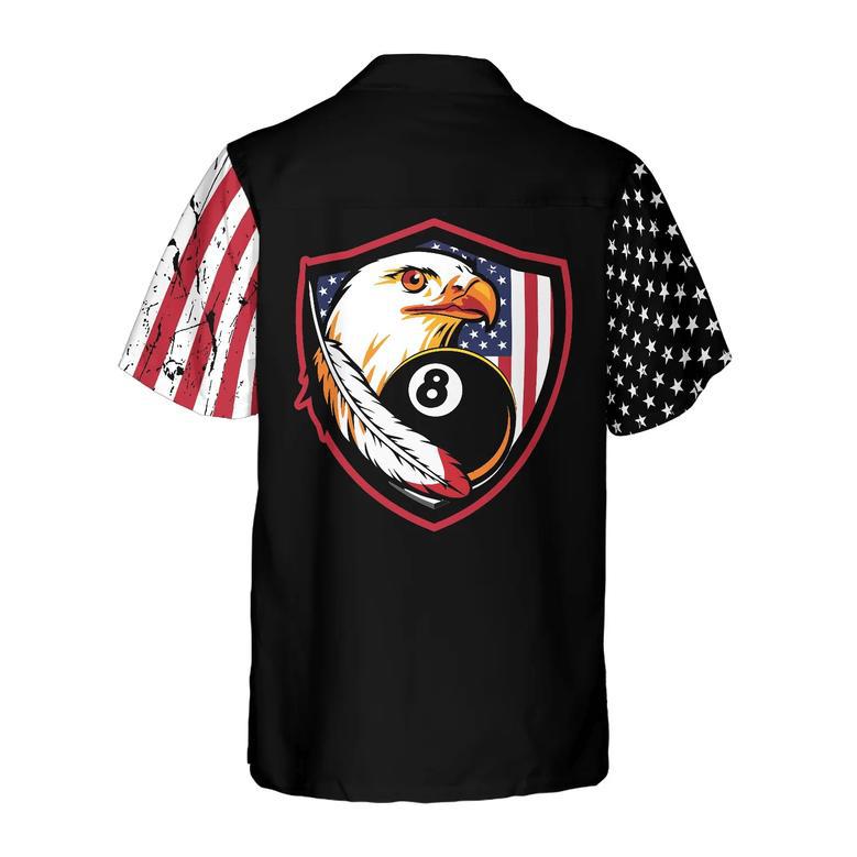 Billiards Eagle American Flag Hawaiian Shirt, Perfect Gift for Billiard Player, Billiard Shirt, Flag Shirt