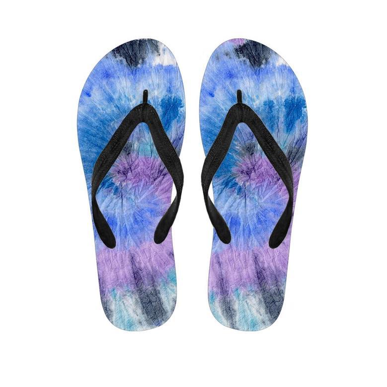 Black And Blue Tie Dye Men's Flip Flops