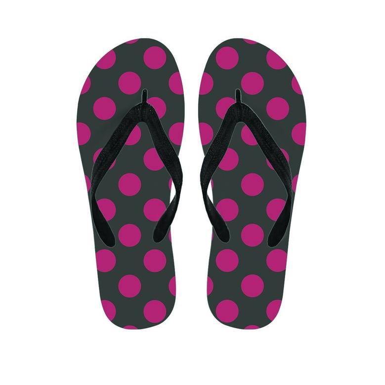 Black And Maroon Polka Dot Men's Flip Flops