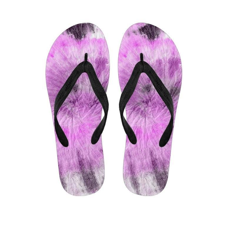 Black And Purple Tie Dye Men's Flip Flops