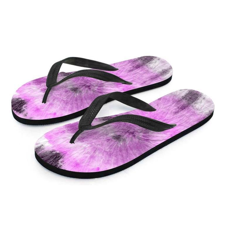 Black And Purple Tie Dye Men's Flip Flops