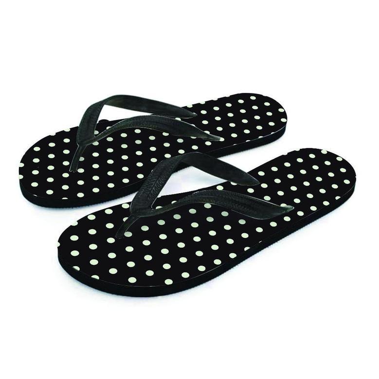 Black And White Polka Dot Men's Flip Flops