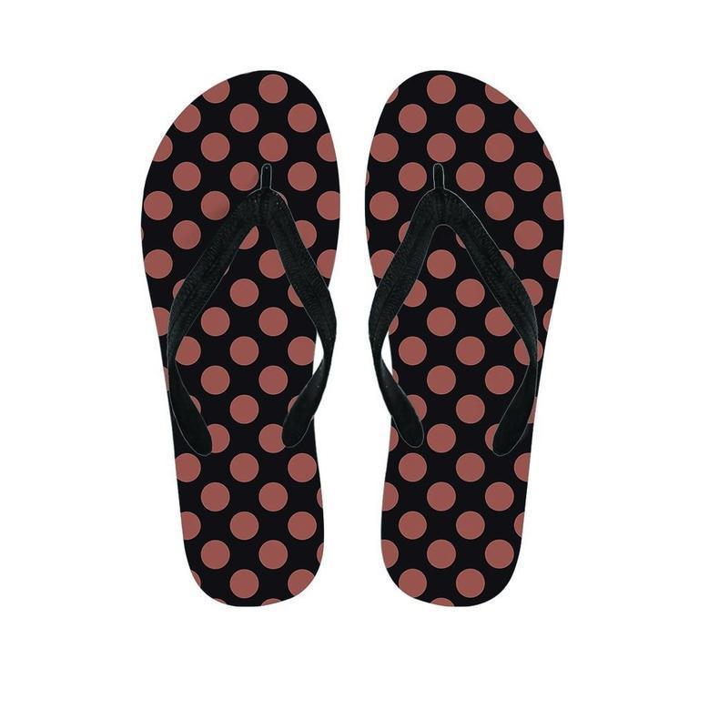 Black Brown Polka Dot Men's Flip Flops