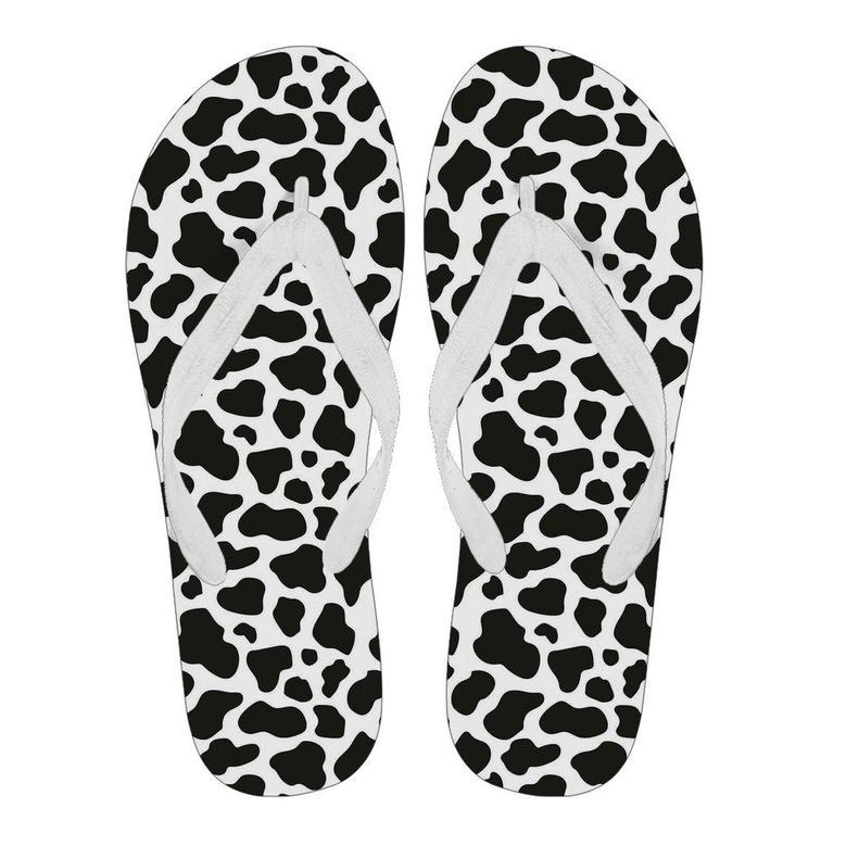 Black Cow Pattern Print Men & Women Flip Flops