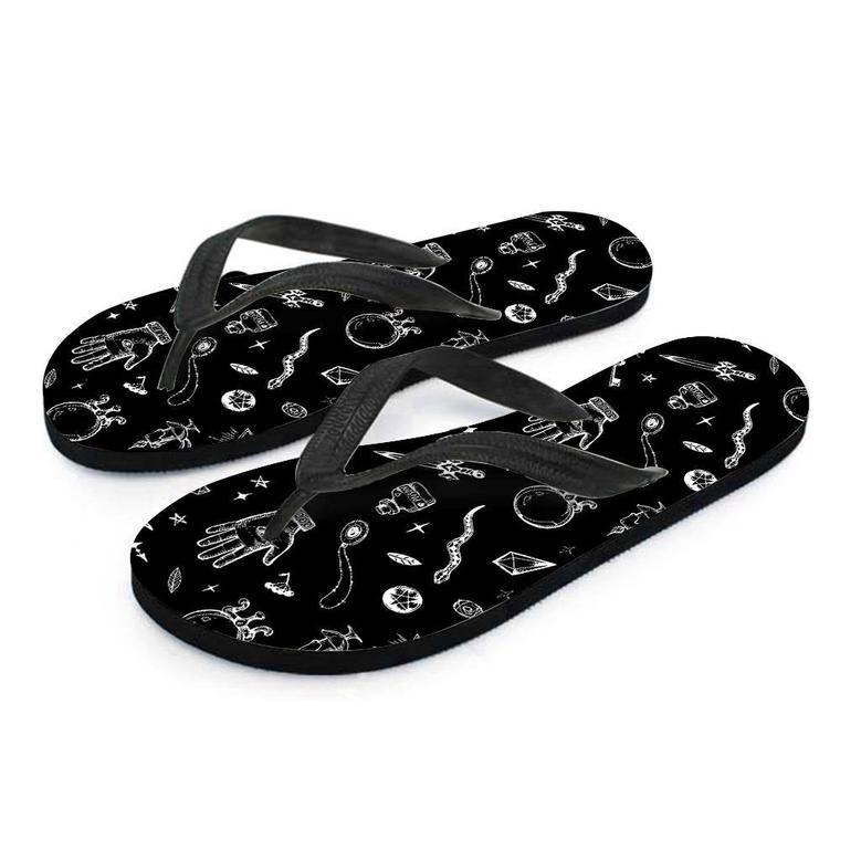 Black Gothic Witch Men's Flip Flops