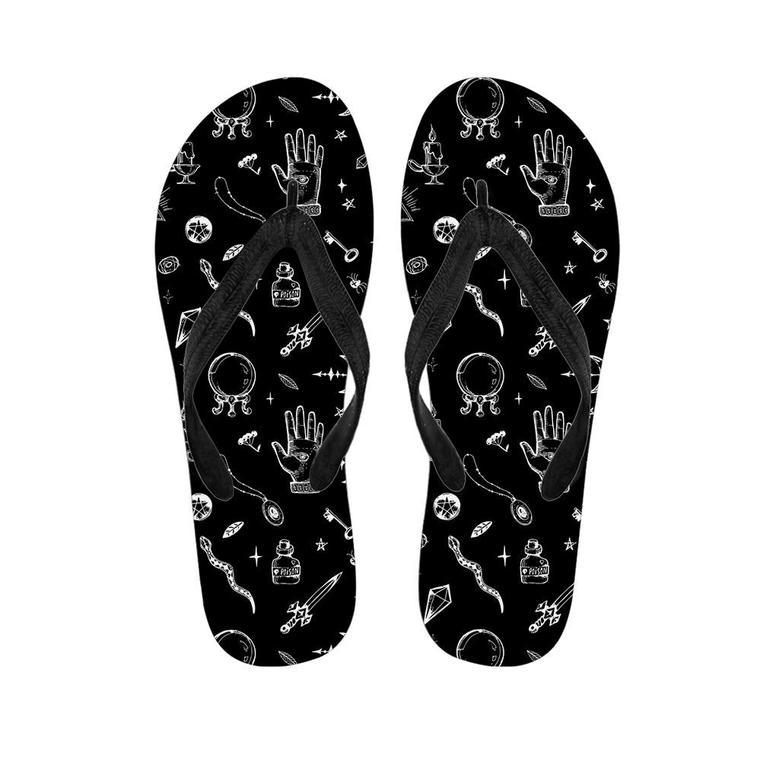 Black Gothic Witch Men's Flip Flops