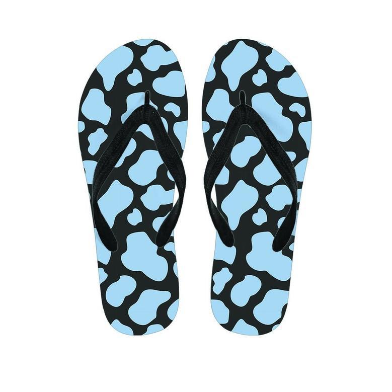 Blue And Black Cow Print Men's Flip Flops