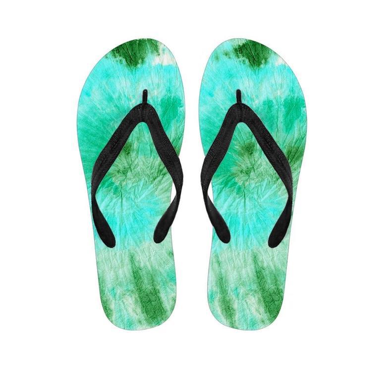 Blue And Green Tie Dye Men's Flip Flops