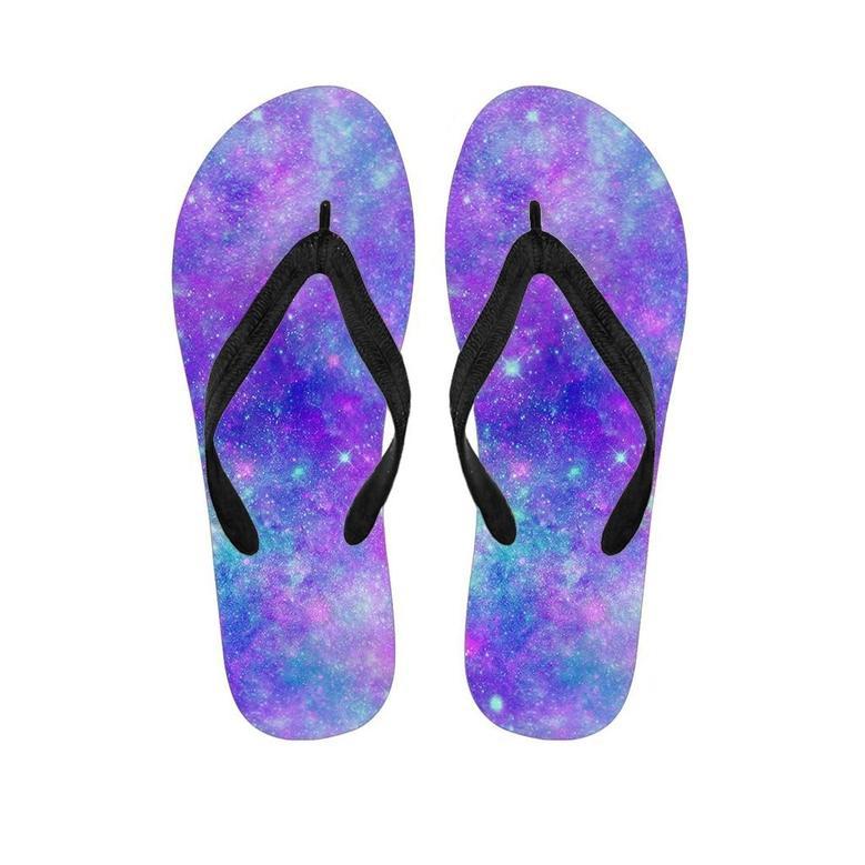 Blue And Pink Galaxy Space Men's Flip Flops