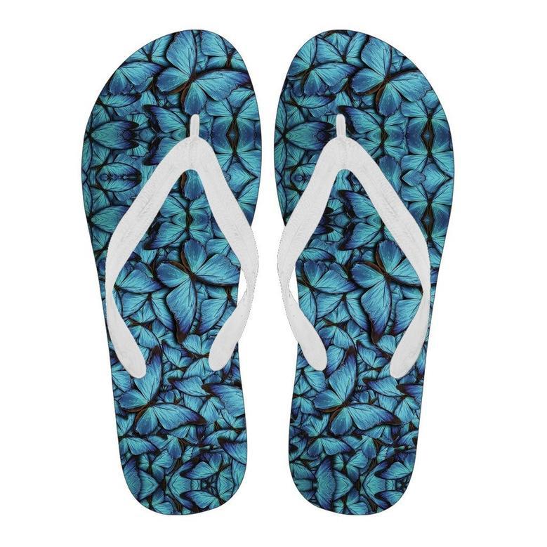 Blue Butterfly Pattern Print Men & Women Flip Flops