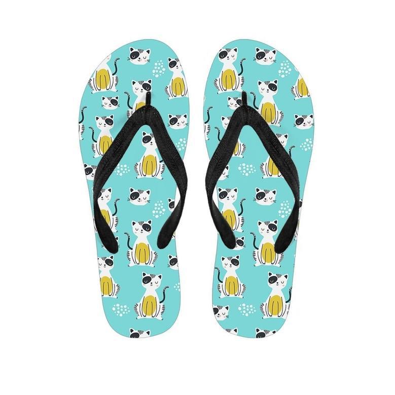 Blue Cat Print Men's Flip Flops