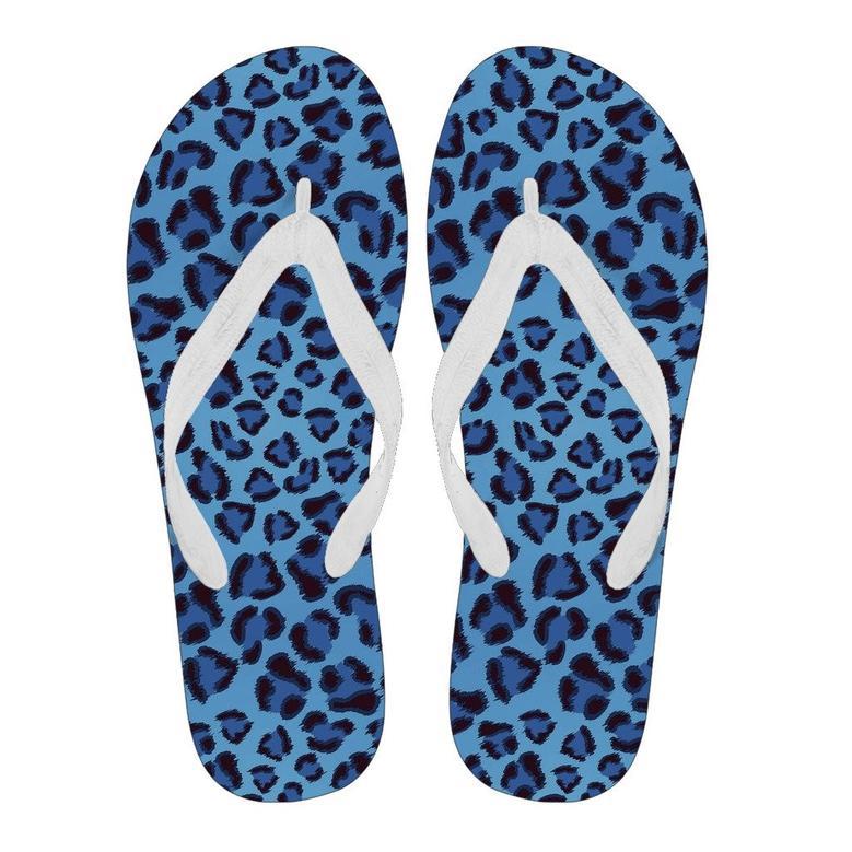 Blue Cheetah Leopard Pattern Print Men & Women Flip Flops