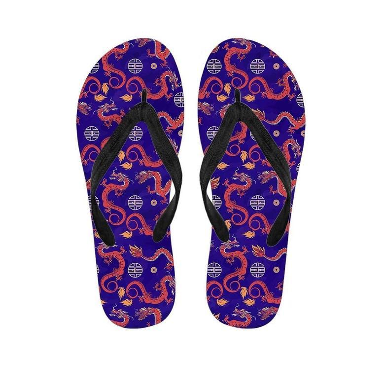 Blue Chinese Dragon Men's Flip Flops