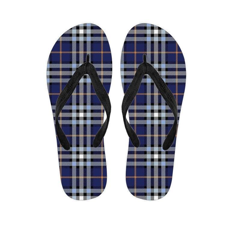 Blue Navy Plaid Tartan Men's Flip Flops