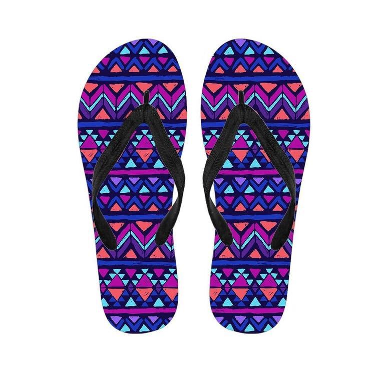 Blue Neon Color Indian Aztec Men's Flip Flops