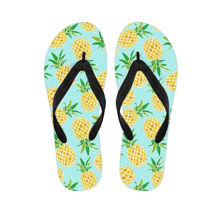 Blue Pineapple Print Men's Flip Flops