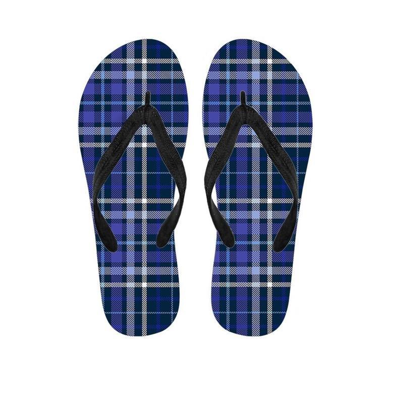 Blue Plaid Tartan Men's Flip Flops