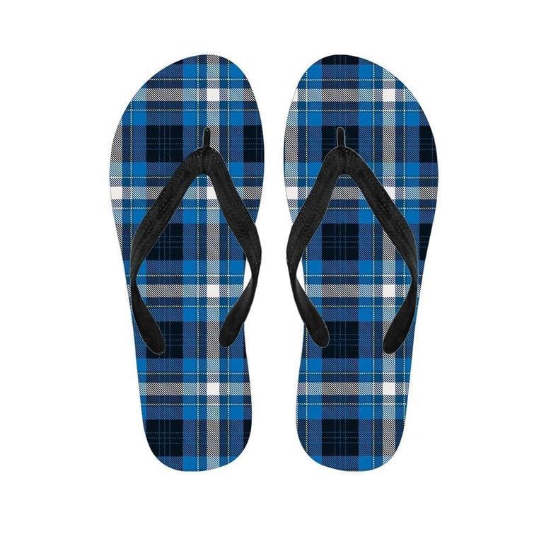 Blue Plaid Tartan Scottish Men's Flip Flops