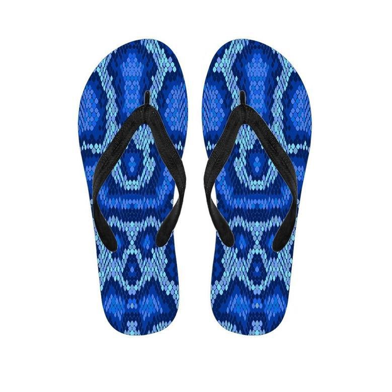 Blue Snakeskin Print Men's Flip Flops